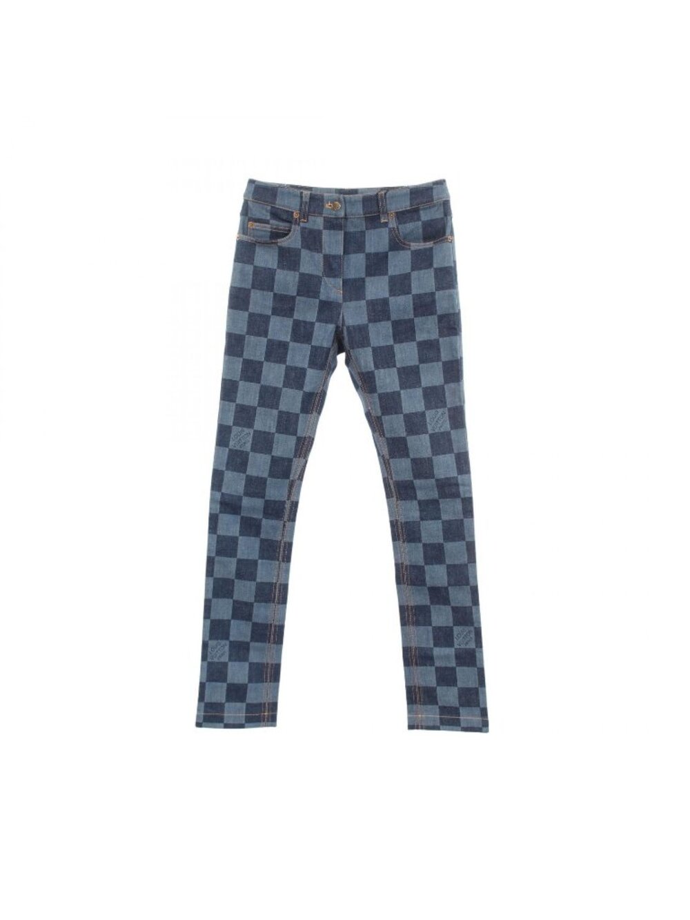 Louis Vuitton Denim Pants Damier Print Cotton Jeans